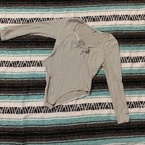 striped bodysuit with bow detail